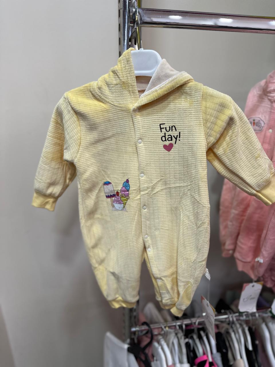 light yellow Baby Boy Fleece Overall